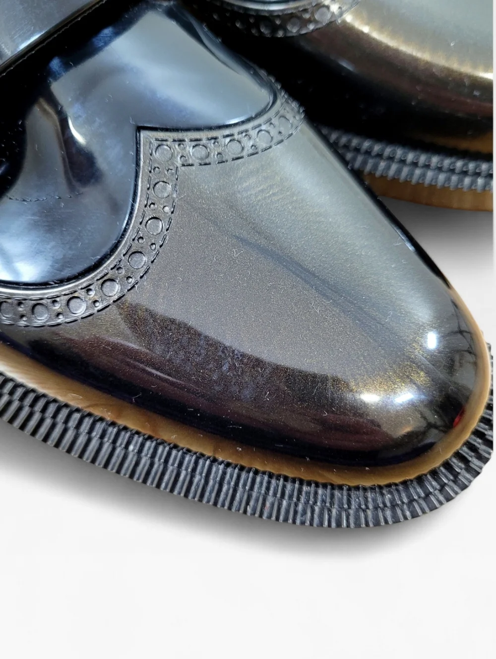 MELISSA Dama Classic Jelly Brogues Loafers Shoes 8 Black Bronze Made In Brazil - Picture 9 of 15